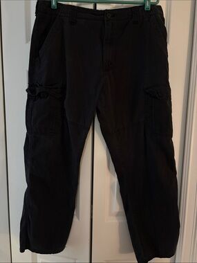 Men's Black Cargo Pants with Utility Pockets 36/30